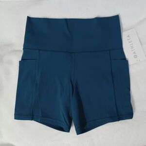 Athleta Salutation Stash 5" High Rise Shorts, Teal